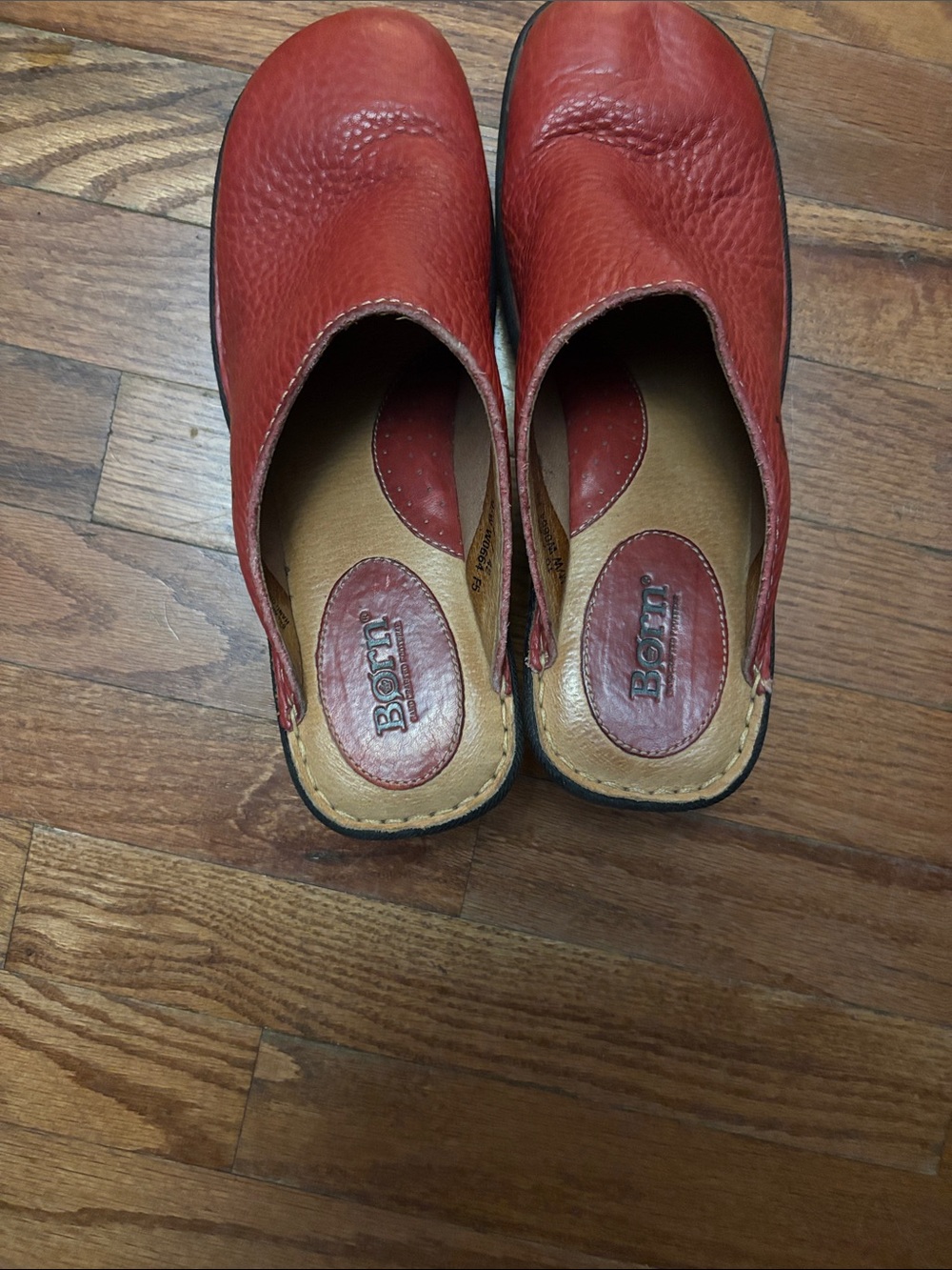 Born Red Leather Slip-On Mules
